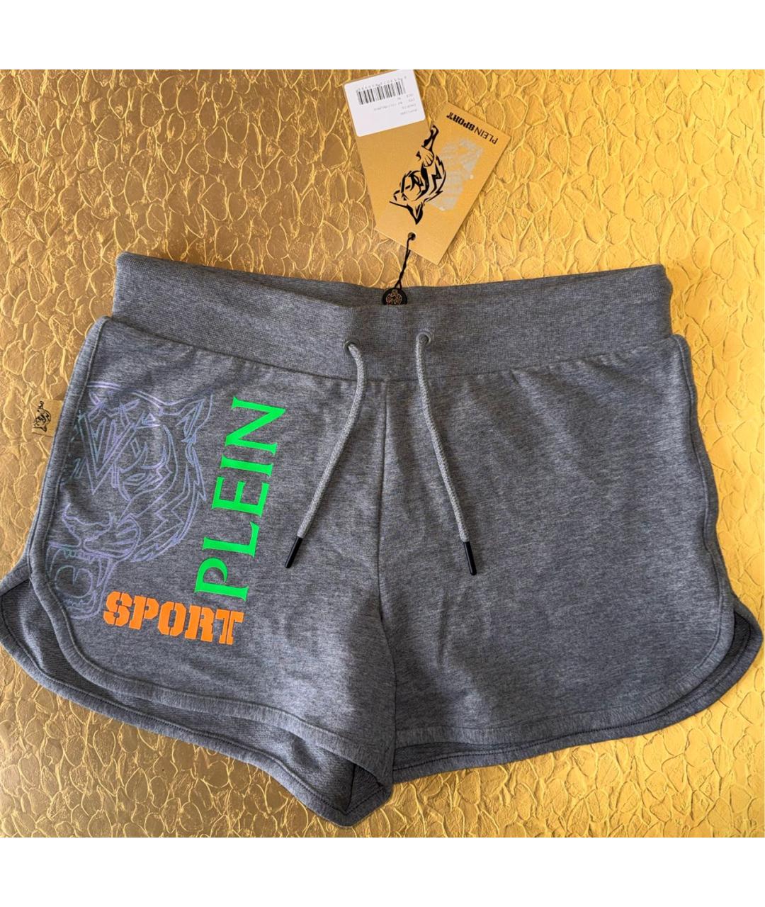 PHILIPP PLEIN Серые хлопко-эластановые шорты, фото 7