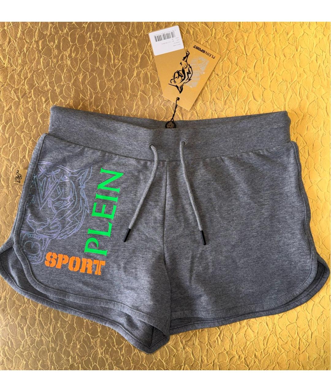 PHILIPP PLEIN Серые хлопко-эластановые шорты, фото 9
