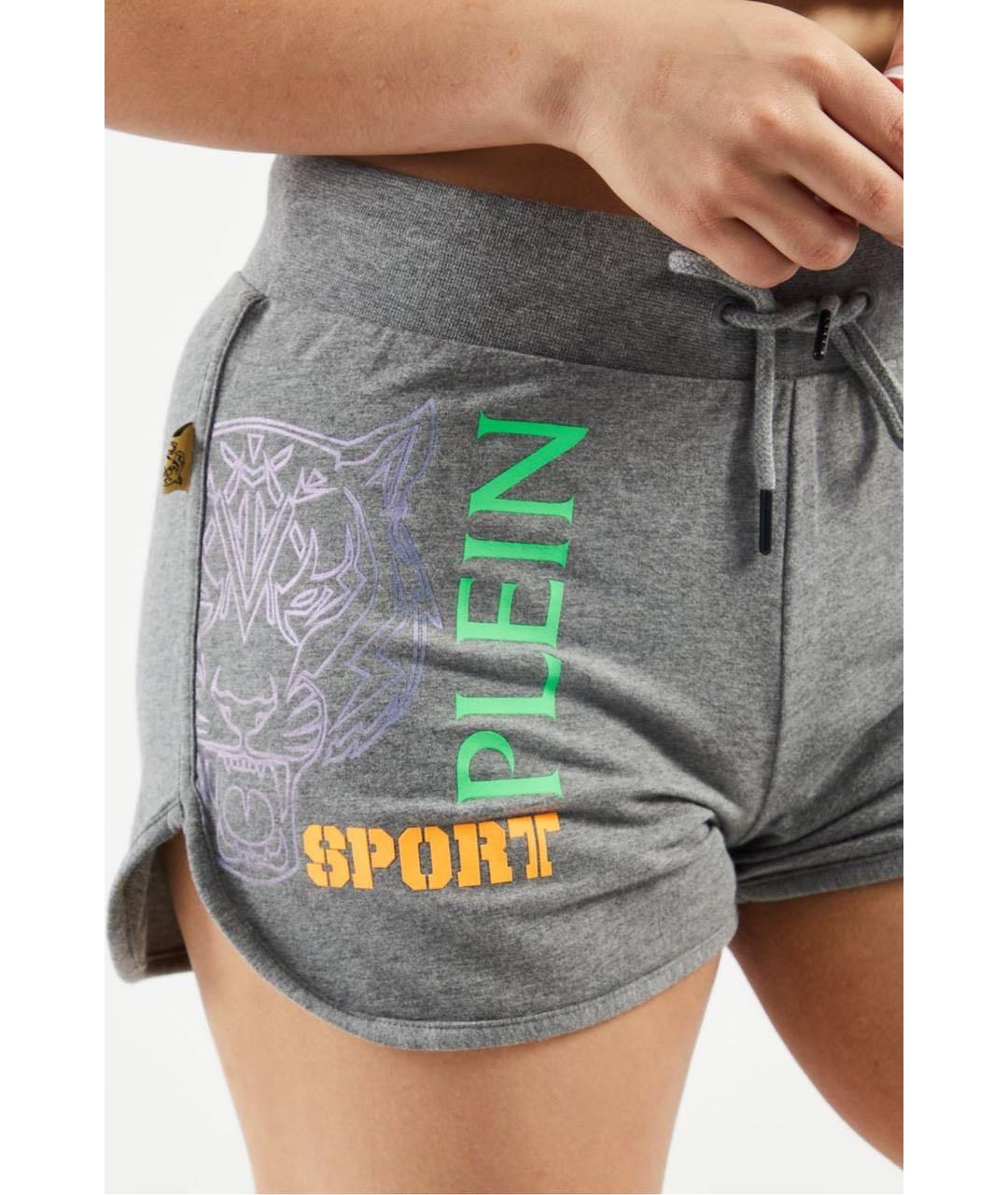 PHILIPP PLEIN Серые хлопко-эластановые шорты, фото 8