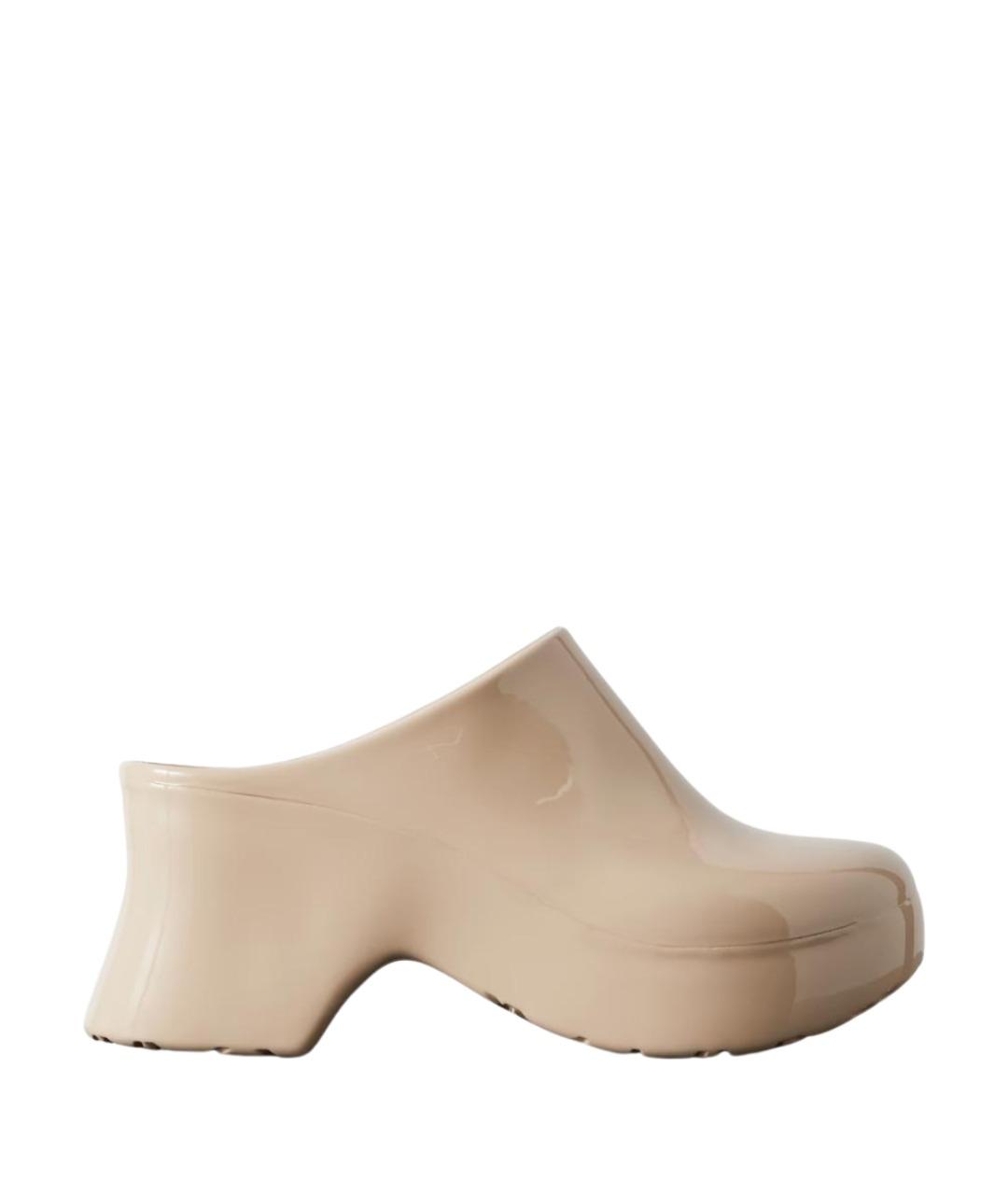 LOEWE Бежевые кожаные сабо, фото 1