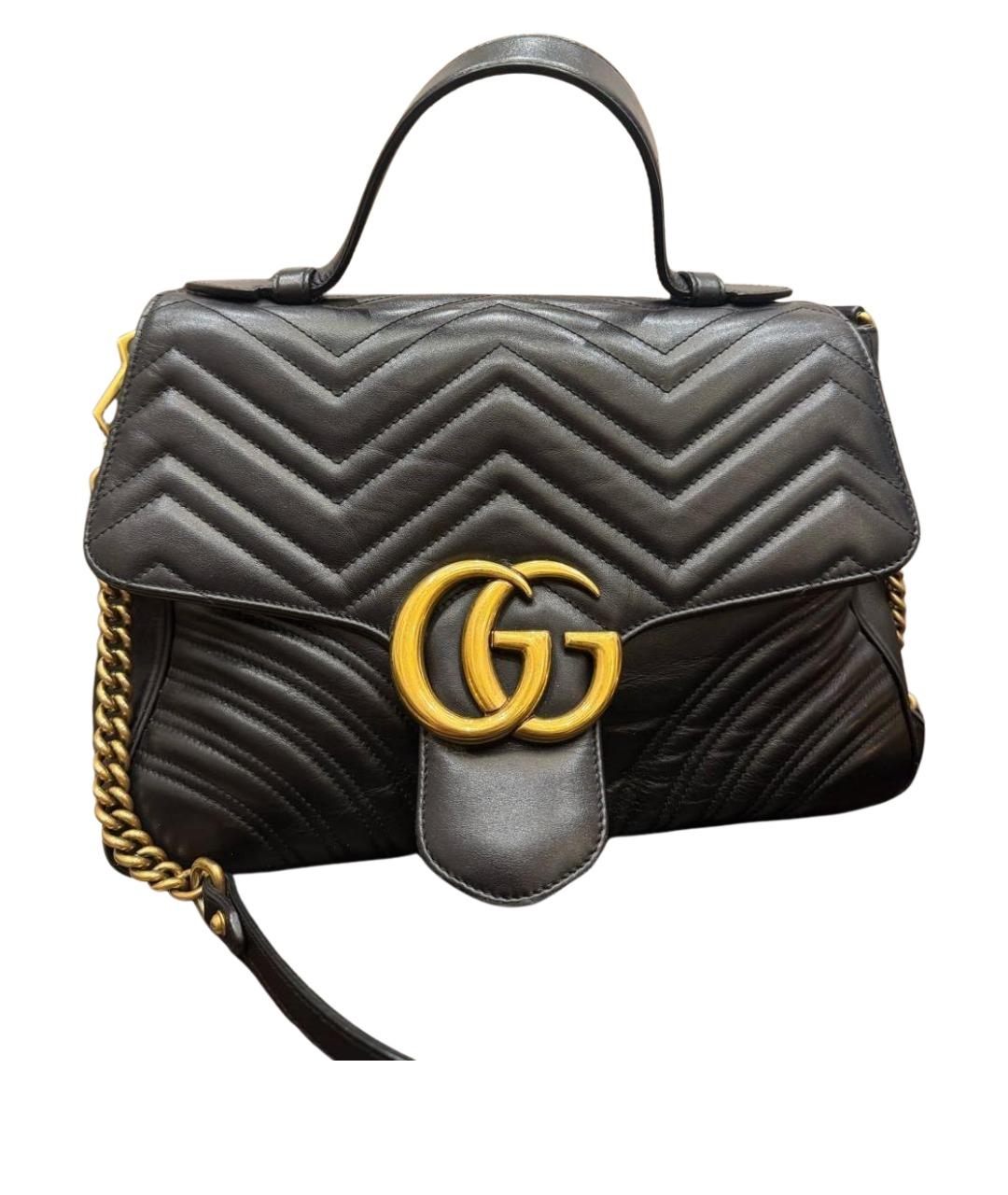 GUCCI Черная кожаная сумка с короткими ручками, фото 1