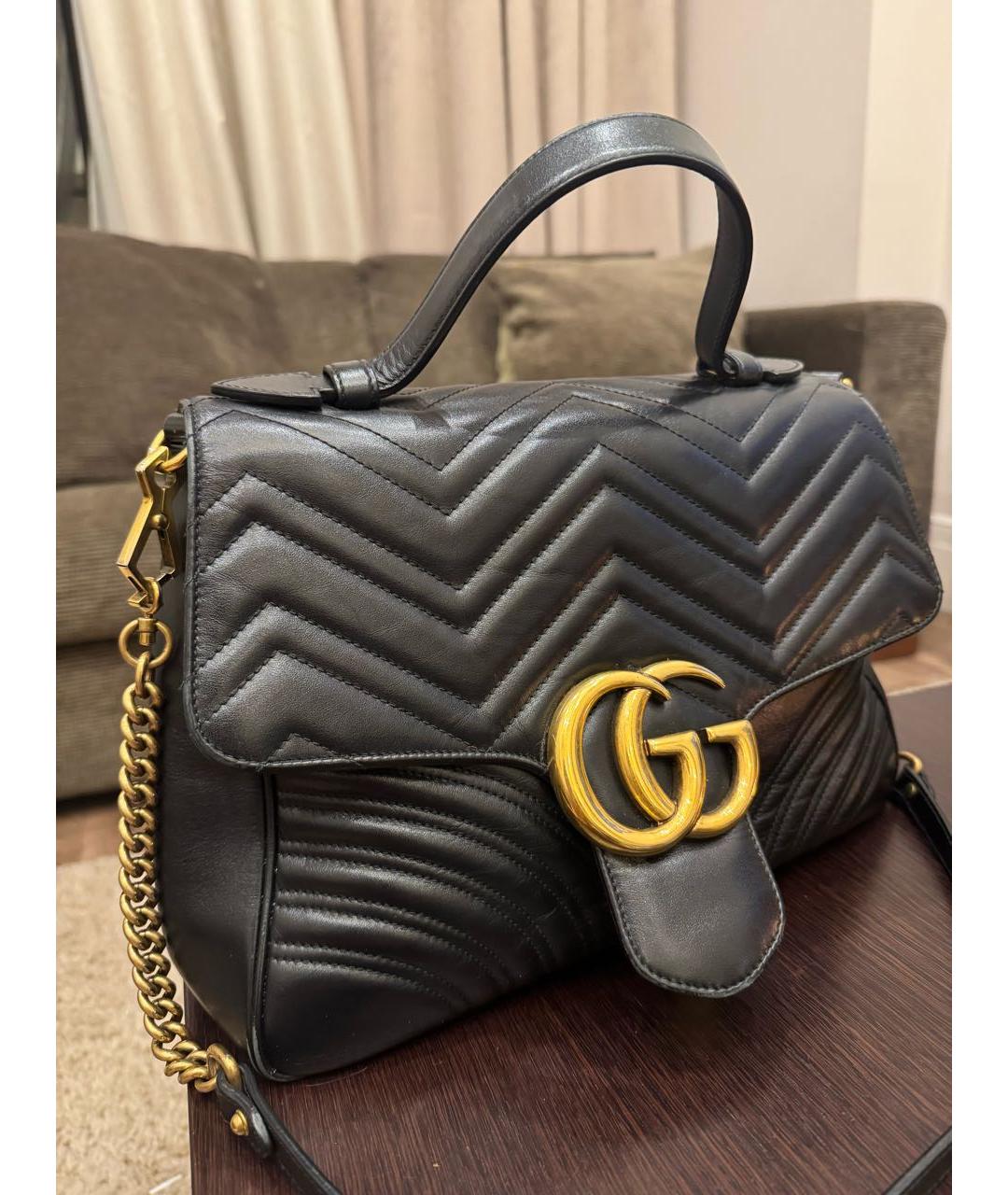 GUCCI Черная кожаная сумка с короткими ручками, фото 2