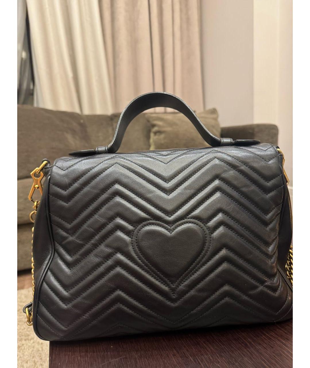 GUCCI Черная кожаная сумка с короткими ручками, фото 3