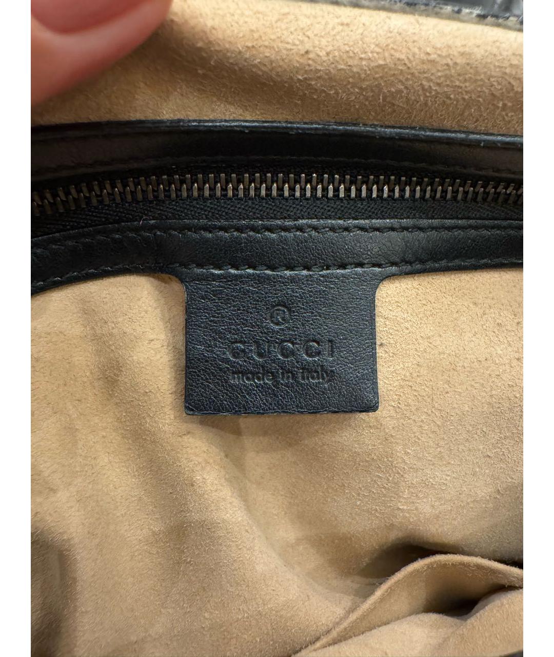 GUCCI Черная кожаная сумка с короткими ручками, фото 5