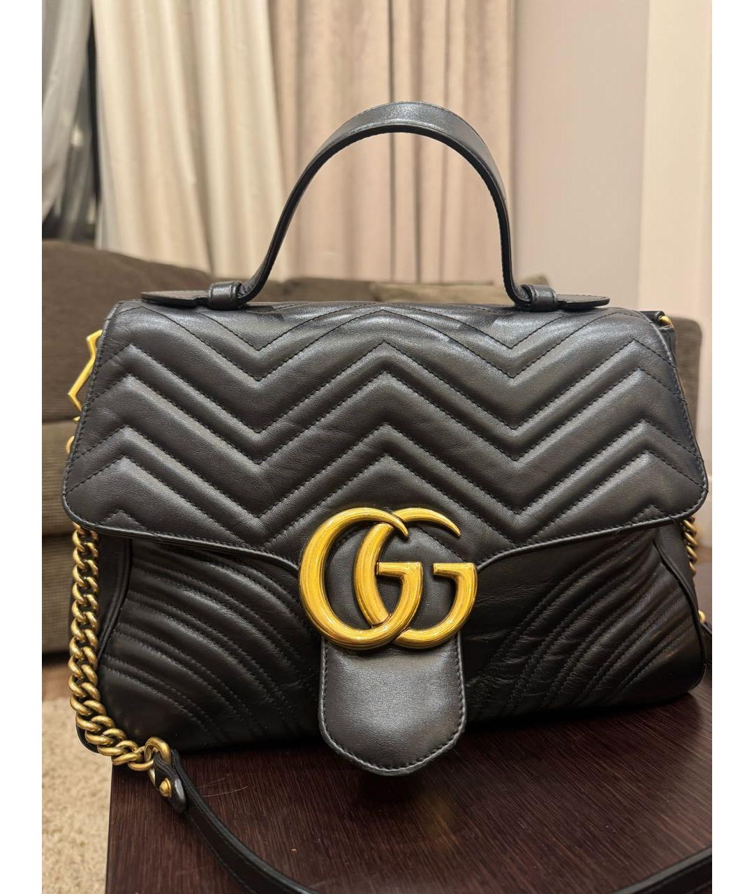 GUCCI Черная кожаная сумка с короткими ручками, фото 6