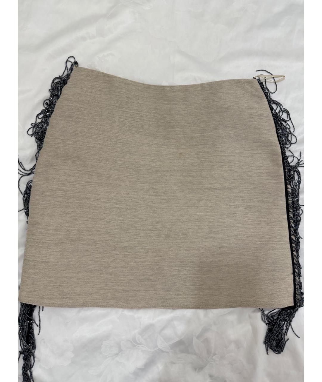 LANVIN Бежевая шерстяная юбка мини, фото 6