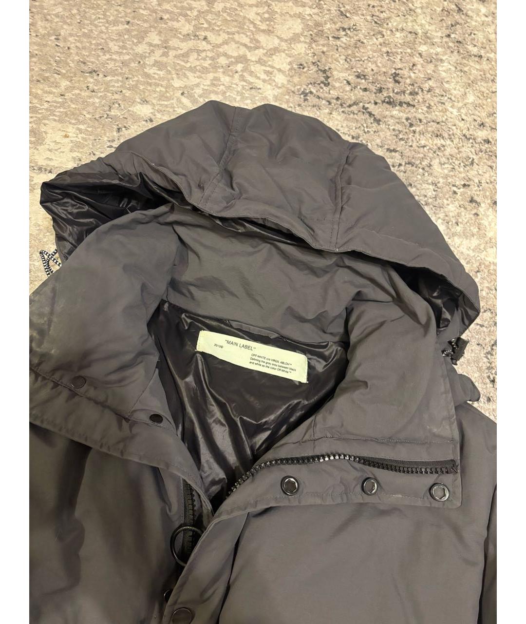 OFF-WHITE Антрацитовый хлопковый пуховик, фото 3