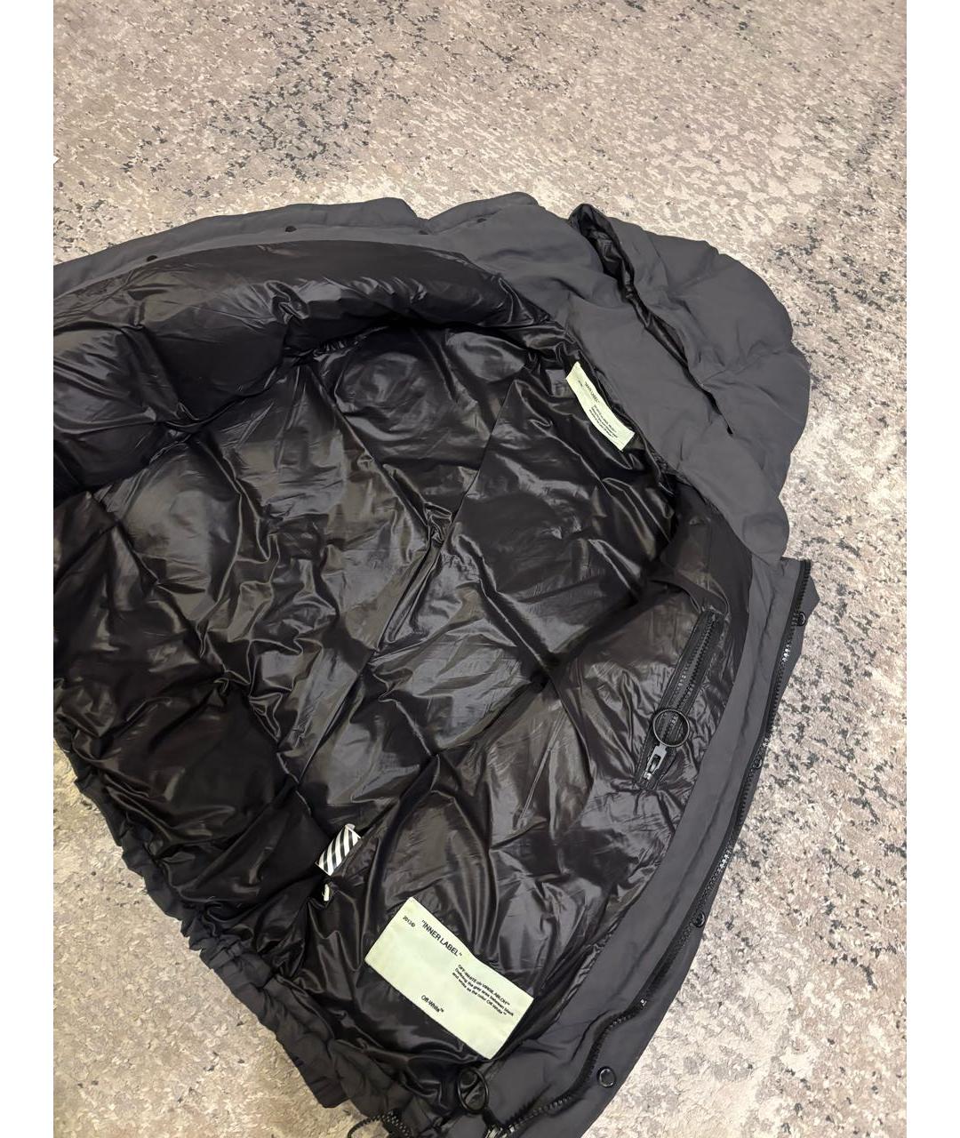 OFF-WHITE Антрацитовый хлопковый пуховик, фото 6