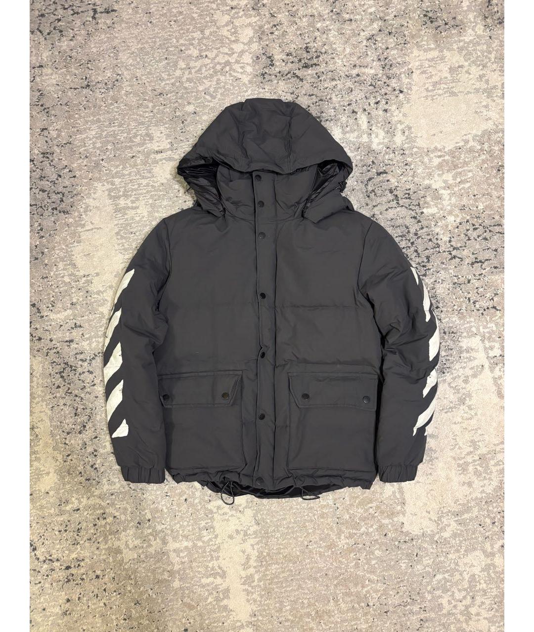 OFF-WHITE Антрацитовый хлопковый пуховик, фото 9