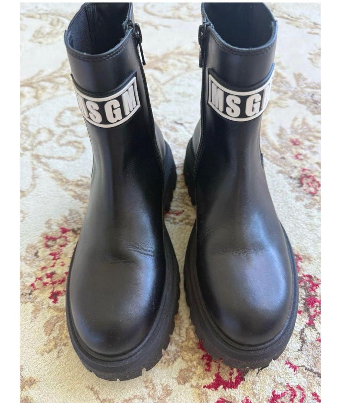 MSGM Черные кожаные ботинки, фото 2