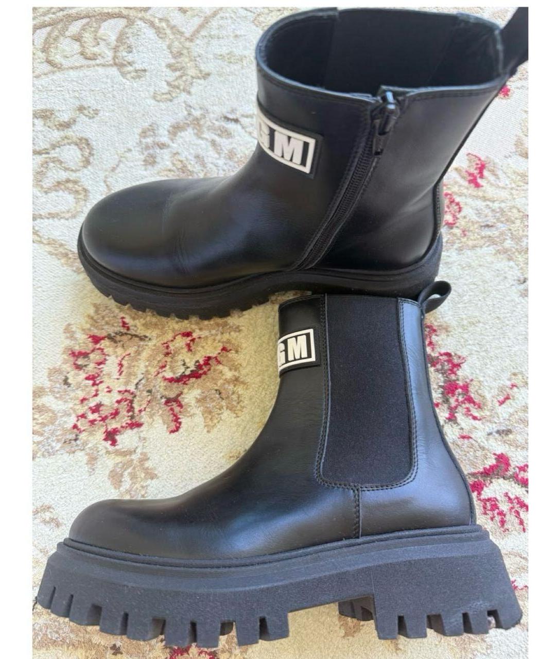 MSGM Черные кожаные ботинки, фото 4