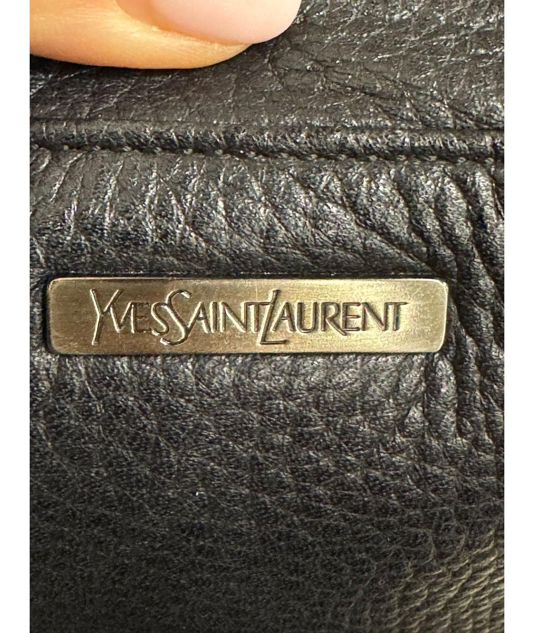 SAINT LAURENT Черная кожаная сумка через плечо, фото 5