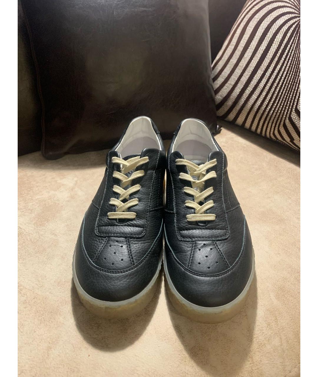 MAISON MARGIELA Черные кожаные кеды, фото 2