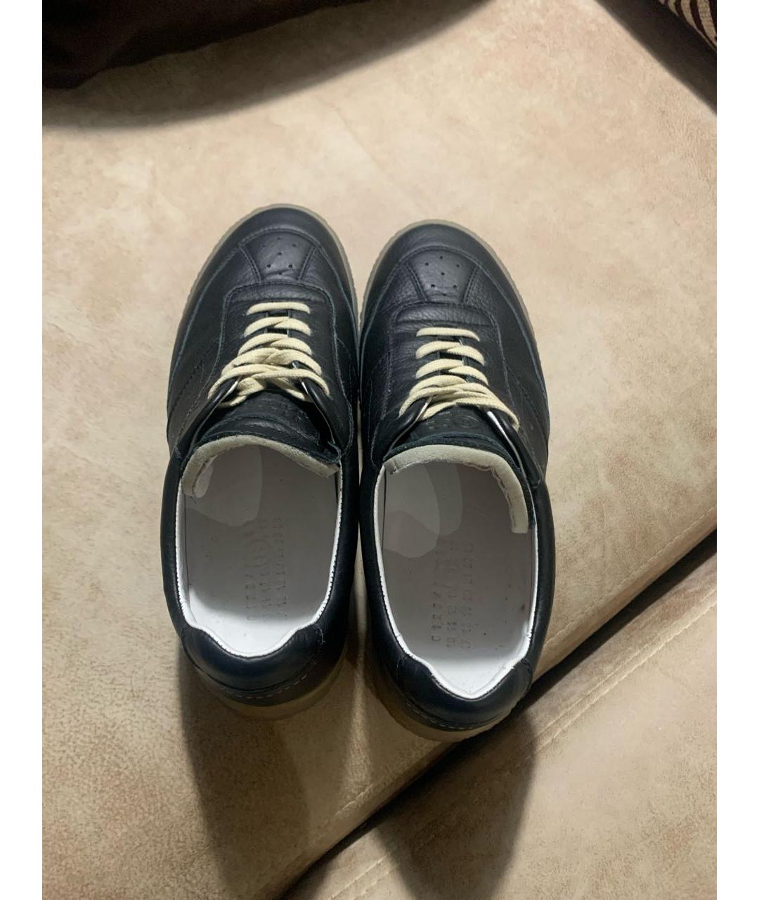 MAISON MARGIELA Черные кожаные кеды, фото 3