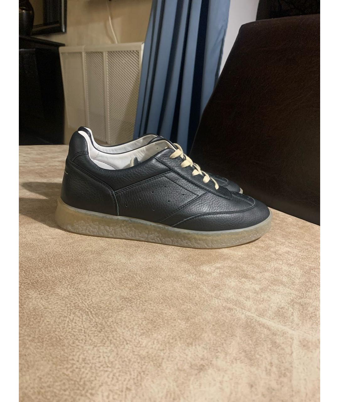 MAISON MARGIELA Черные кожаные кеды, фото 9