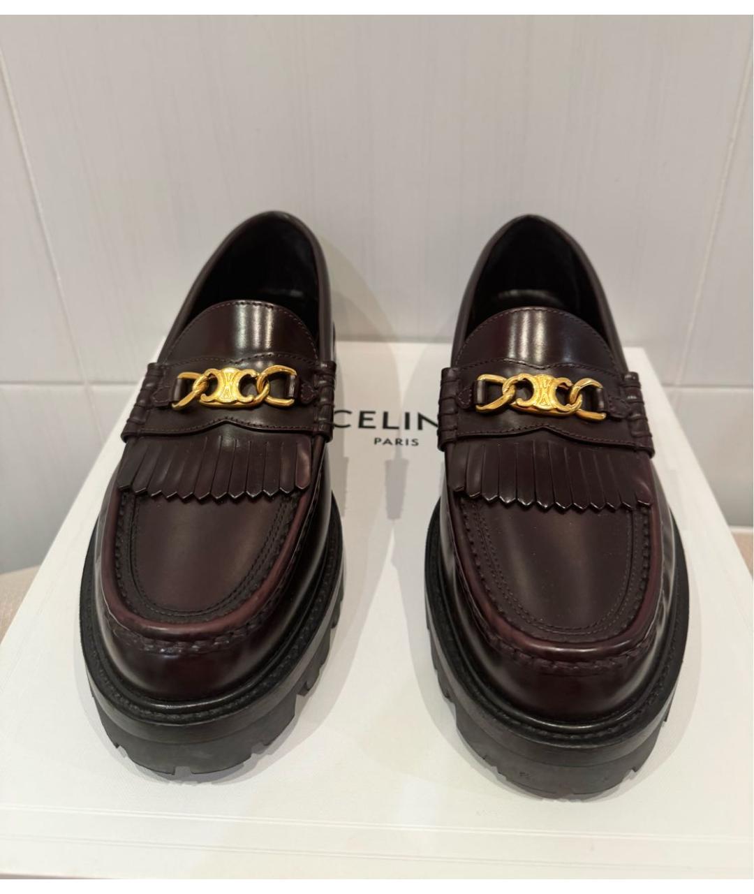 CELINE Бордовые кожаные лоферы, фото 3