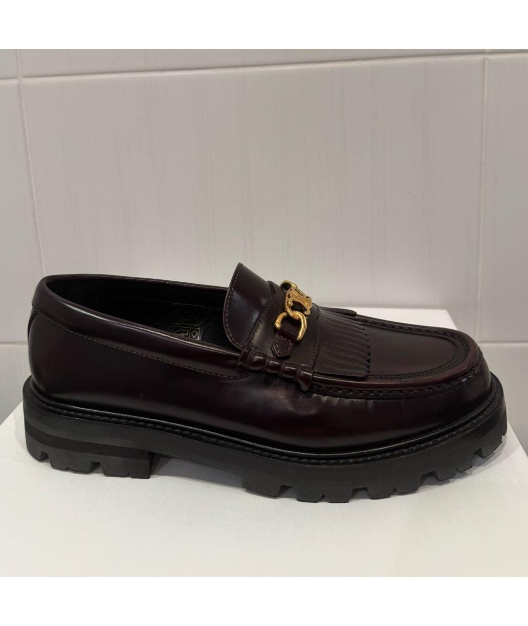 CELINE Бордовые кожаные лоферы, фото 6
