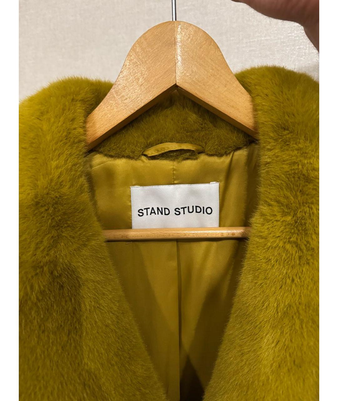 STAND STUDIO Горчичная полиэстеровая шуба, фото 3