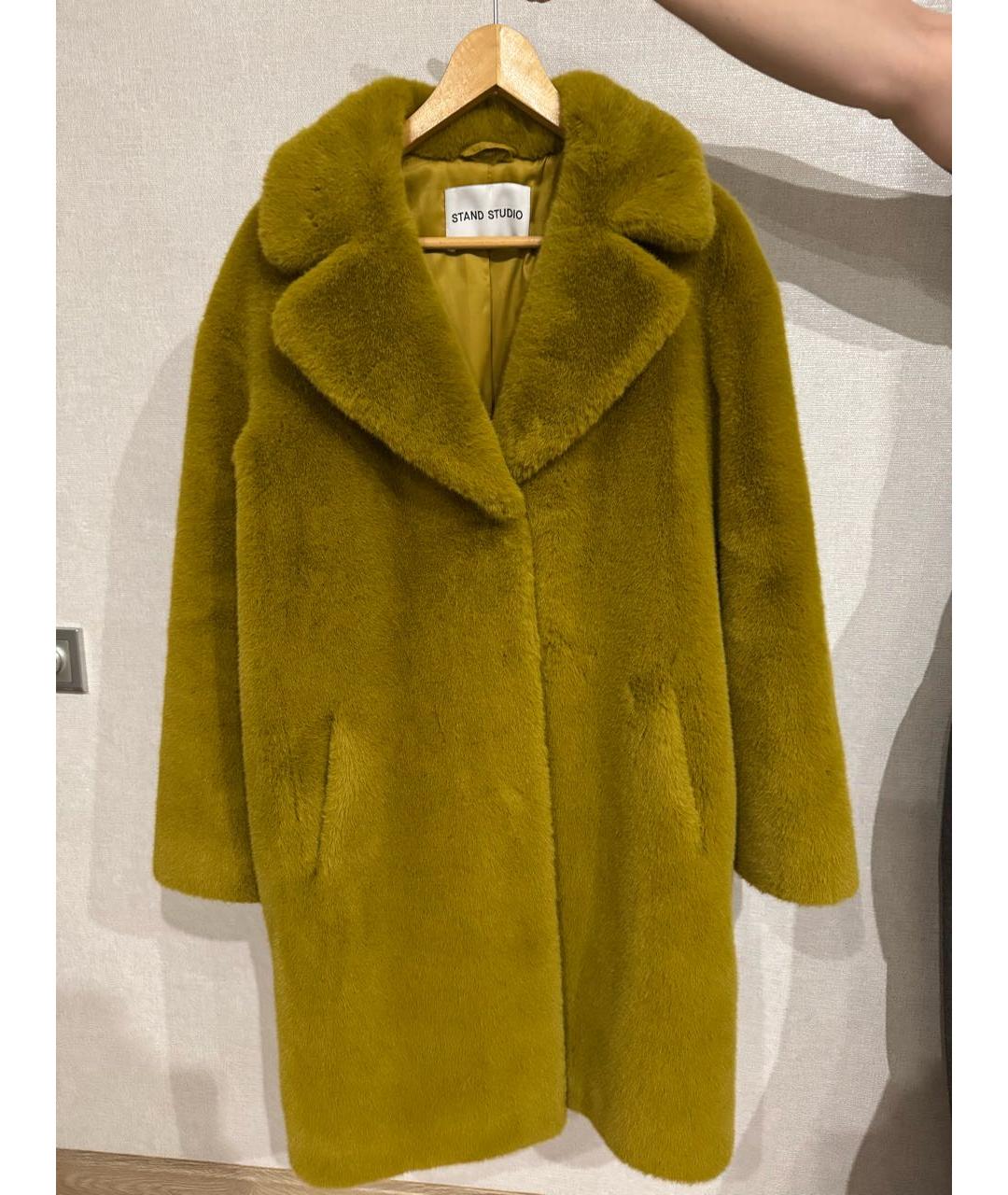 STAND STUDIO Горчичная полиэстеровая шуба, фото 7
