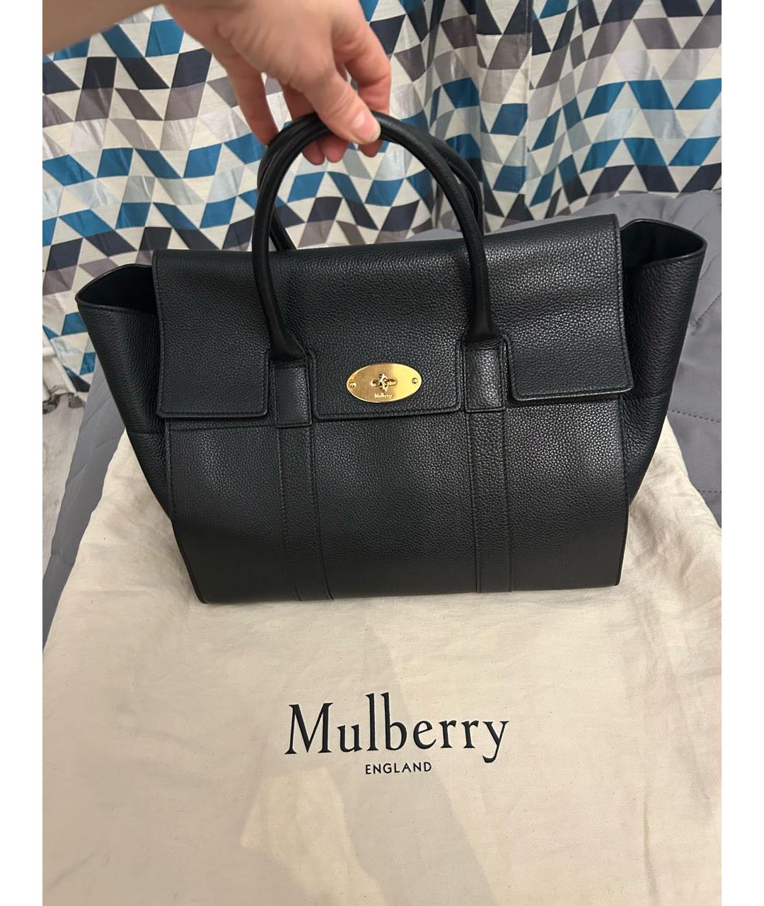 MULBERRY Черная кожаная сумка тоут, фото 7