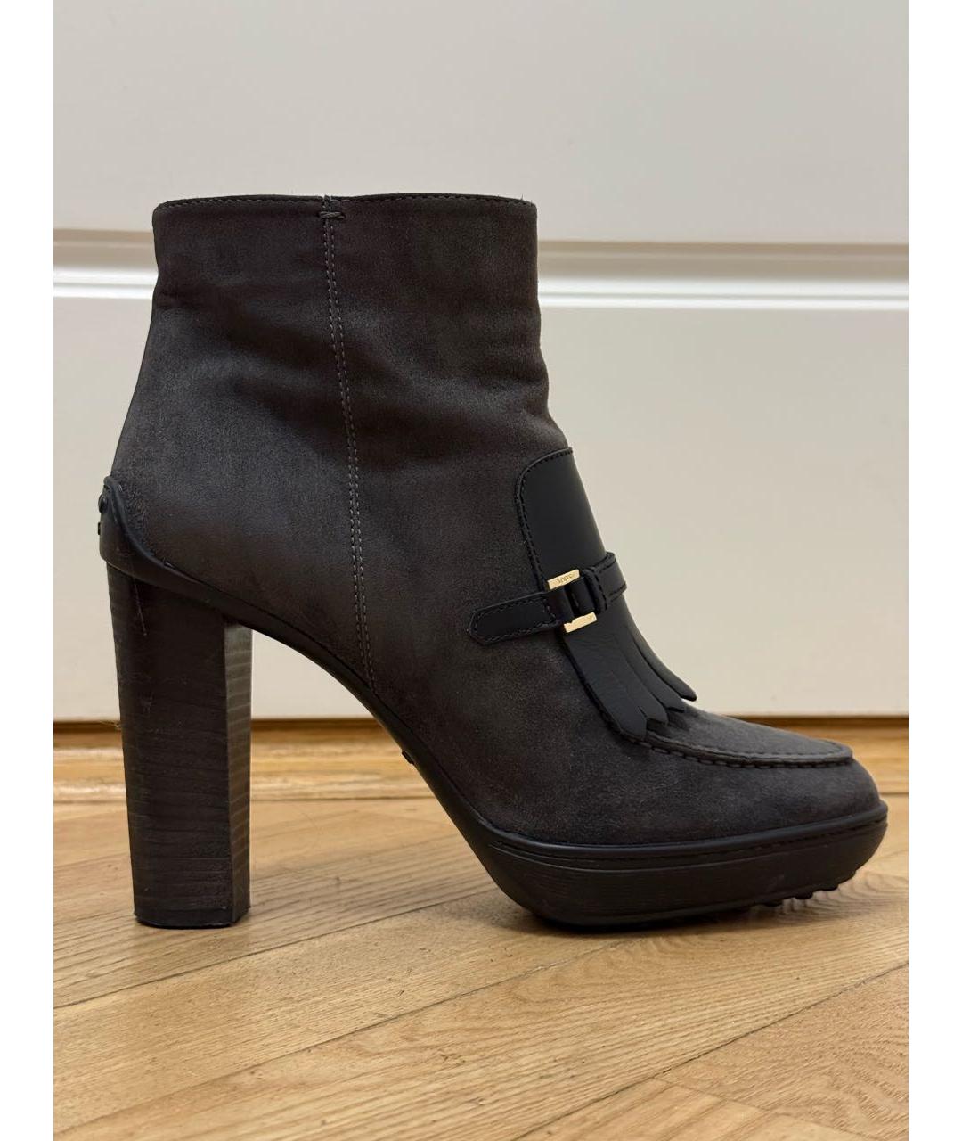TOD'S Антрацитовые замшевые ботильоны, фото 9