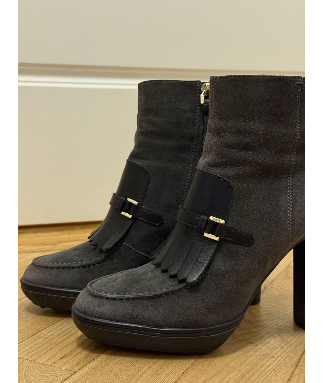 TOD'S Антрацитовые замшевые ботильоны, фото 5
