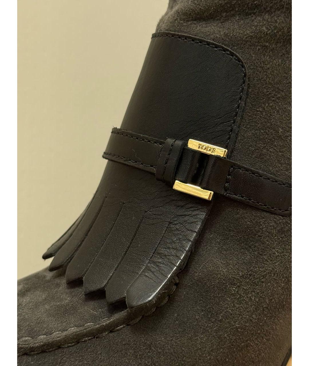 TOD'S Антрацитовые замшевые ботильоны, фото 6