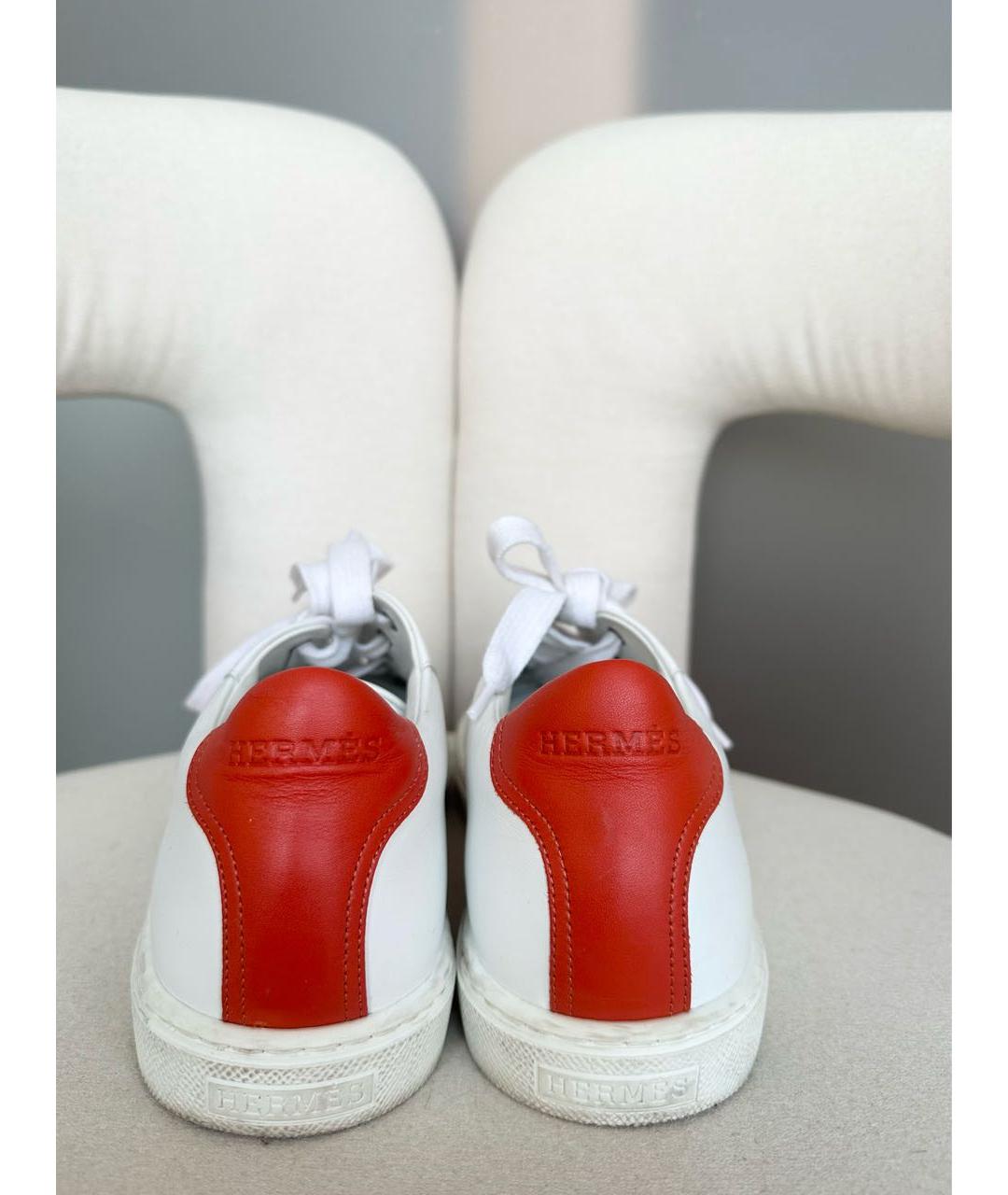 HERMES Белые кожаные кеды, фото 4
