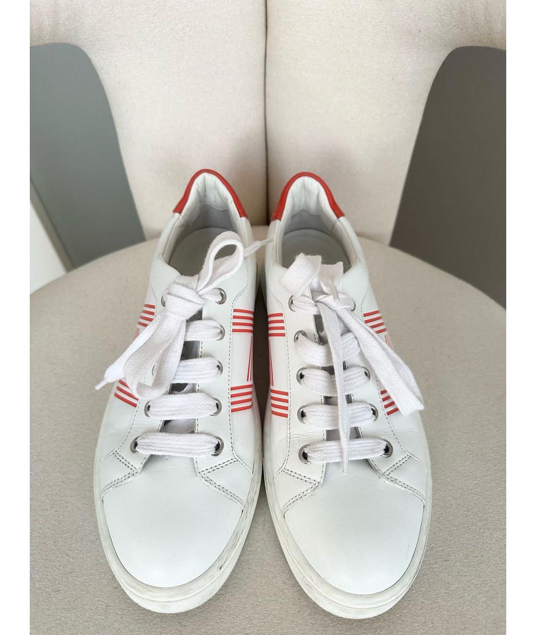 HERMES Белые кожаные кеды, фото 6