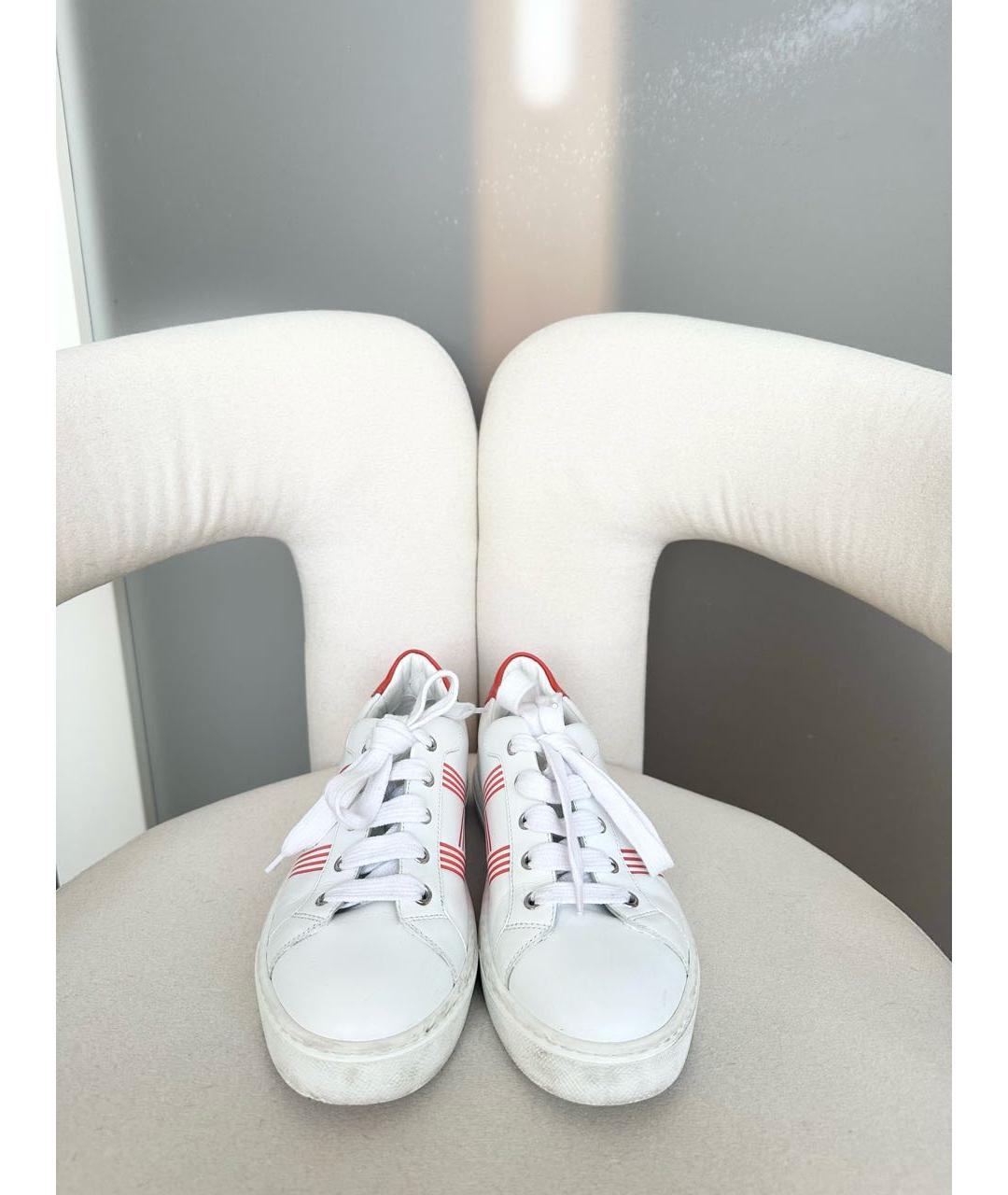 HERMES Белые кожаные кеды, фото 7