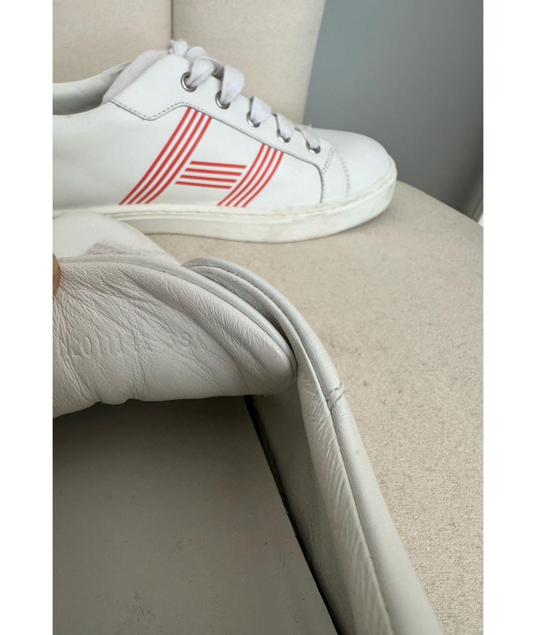 HERMES Белые кожаные кеды, фото 8