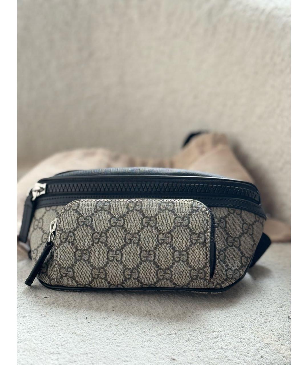 GUCCI Коричневая кожаная поясная сумка, фото 2