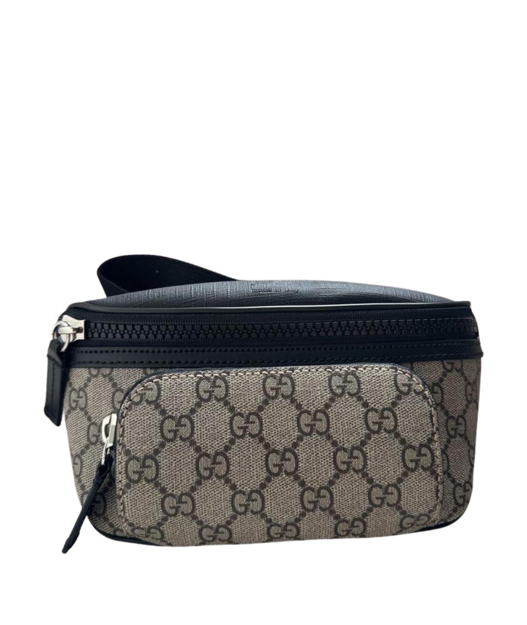 GUCCI Коричневая кожаная поясная сумка, фото 1