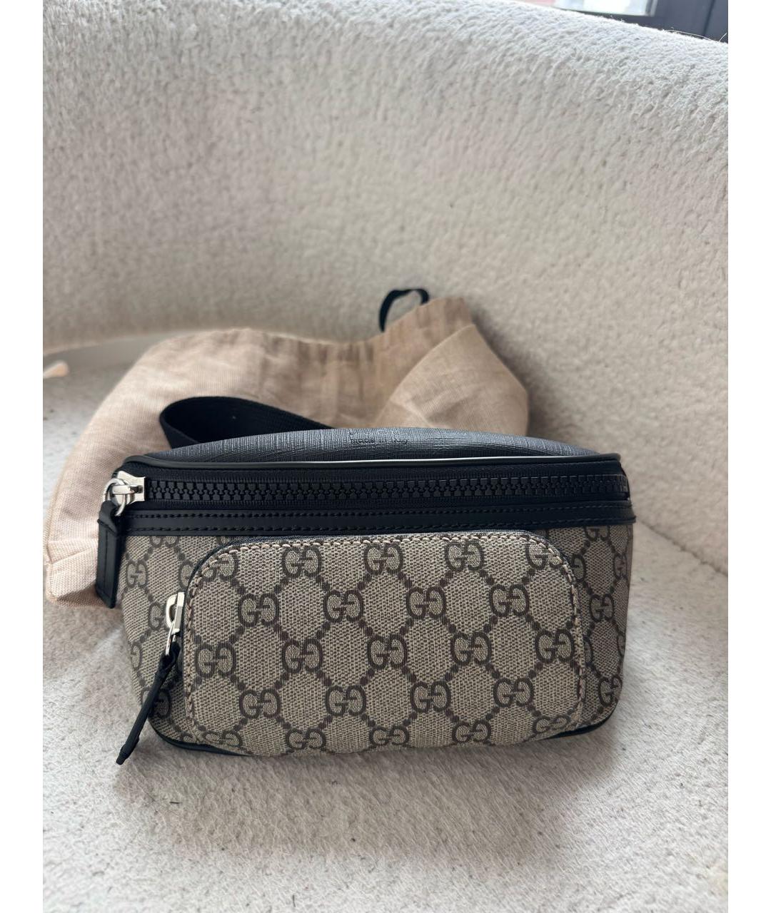 GUCCI Коричневая кожаная поясная сумка, фото 4