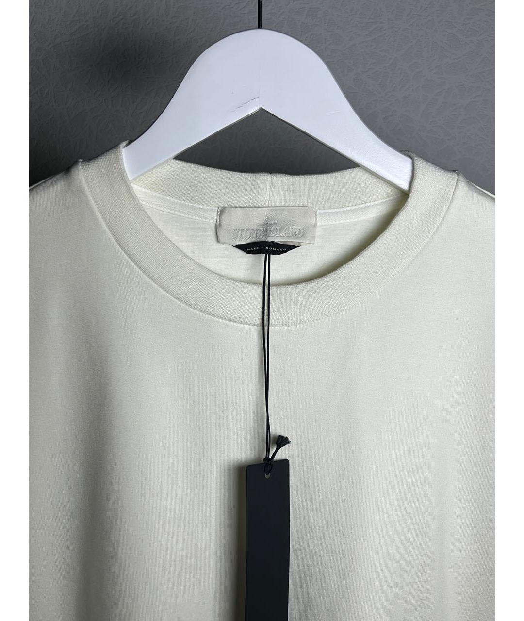 STONE ISLAND Белый хлопковый джемпер / свитер, фото 2
