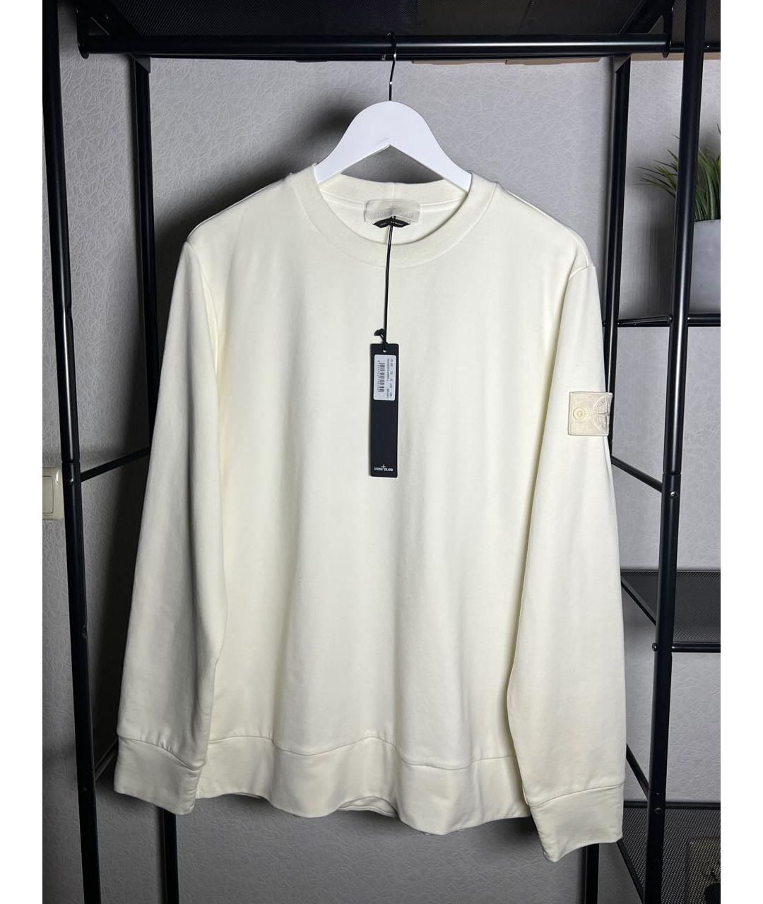 STONE ISLAND Белый хлопковый джемпер / свитер, фото 5