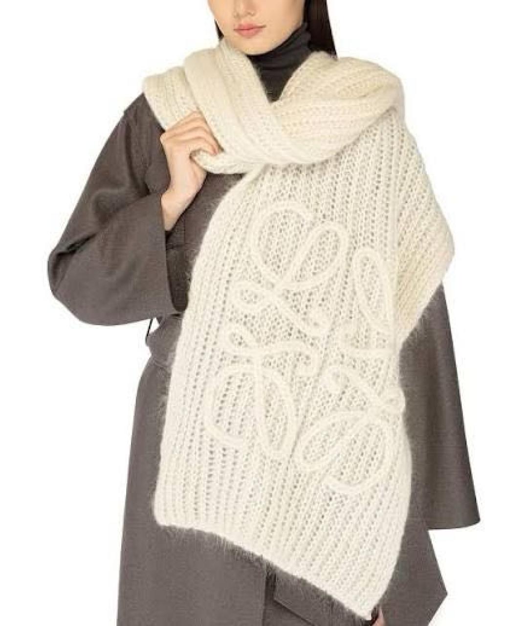 LOEWE Бежевый шерстяной шарф, фото 2