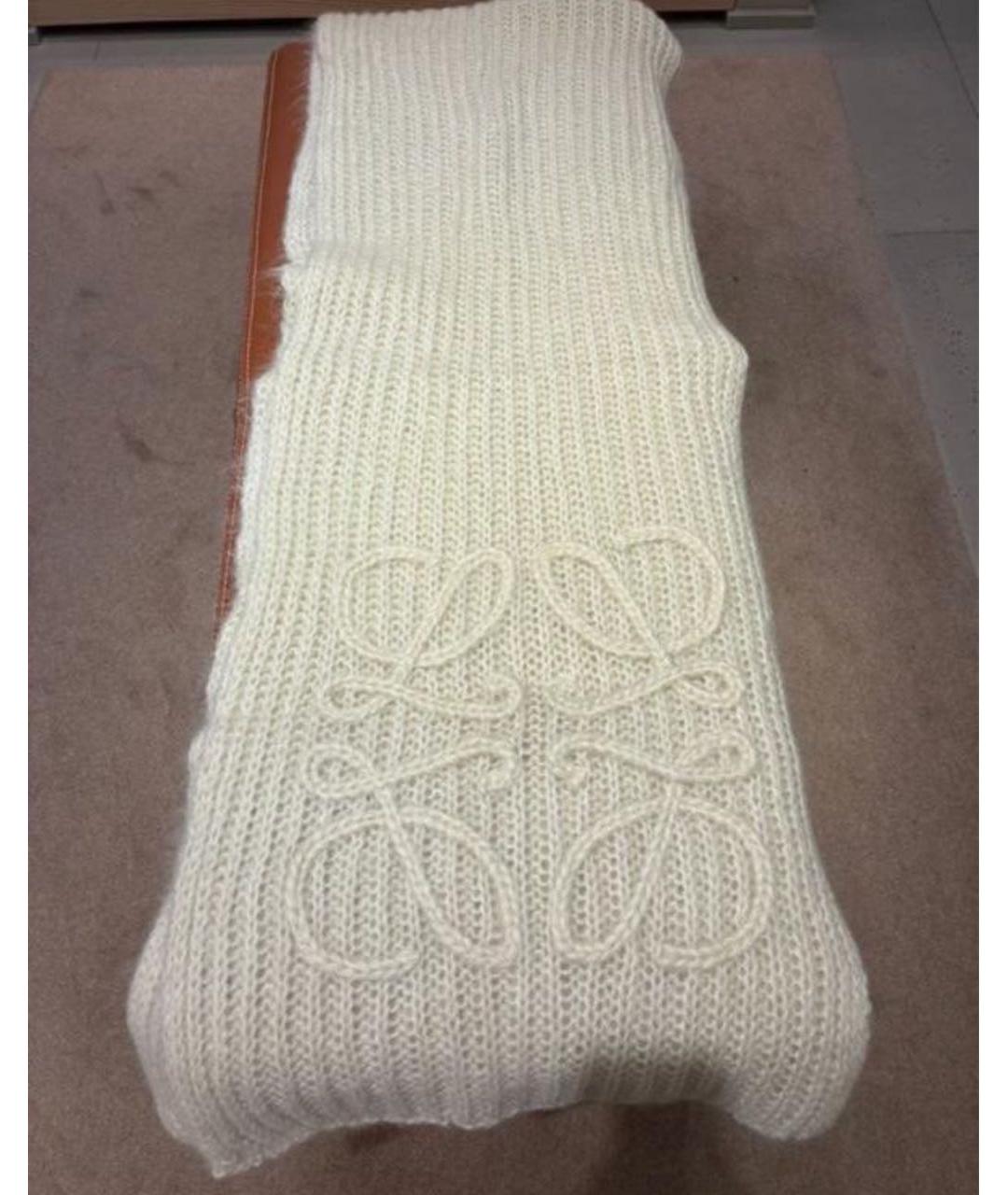 LOEWE Бежевый шерстяной шарф, фото 3