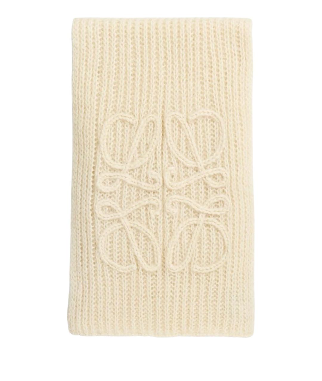 LOEWE Бежевый шерстяной шарф, фото 1