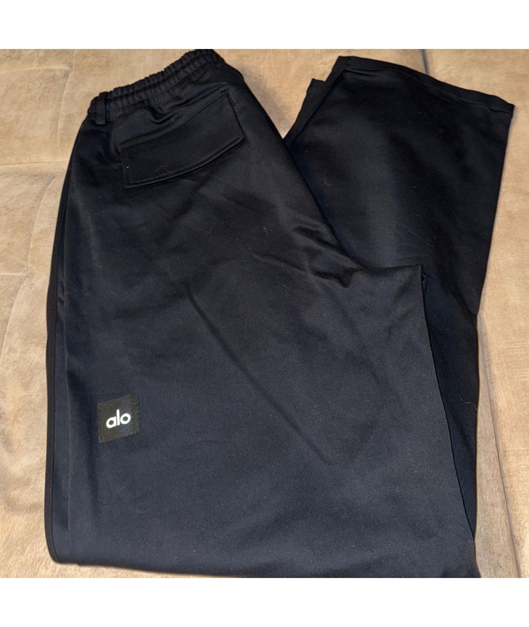 ALO YOGA Черные хлопко-эластановые повседневные брюки, фото 3