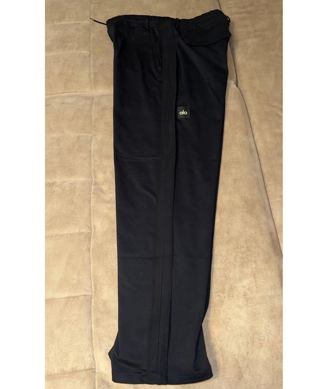 ALO YOGA Черные хлопко-эластановые повседневные брюки, фото 4