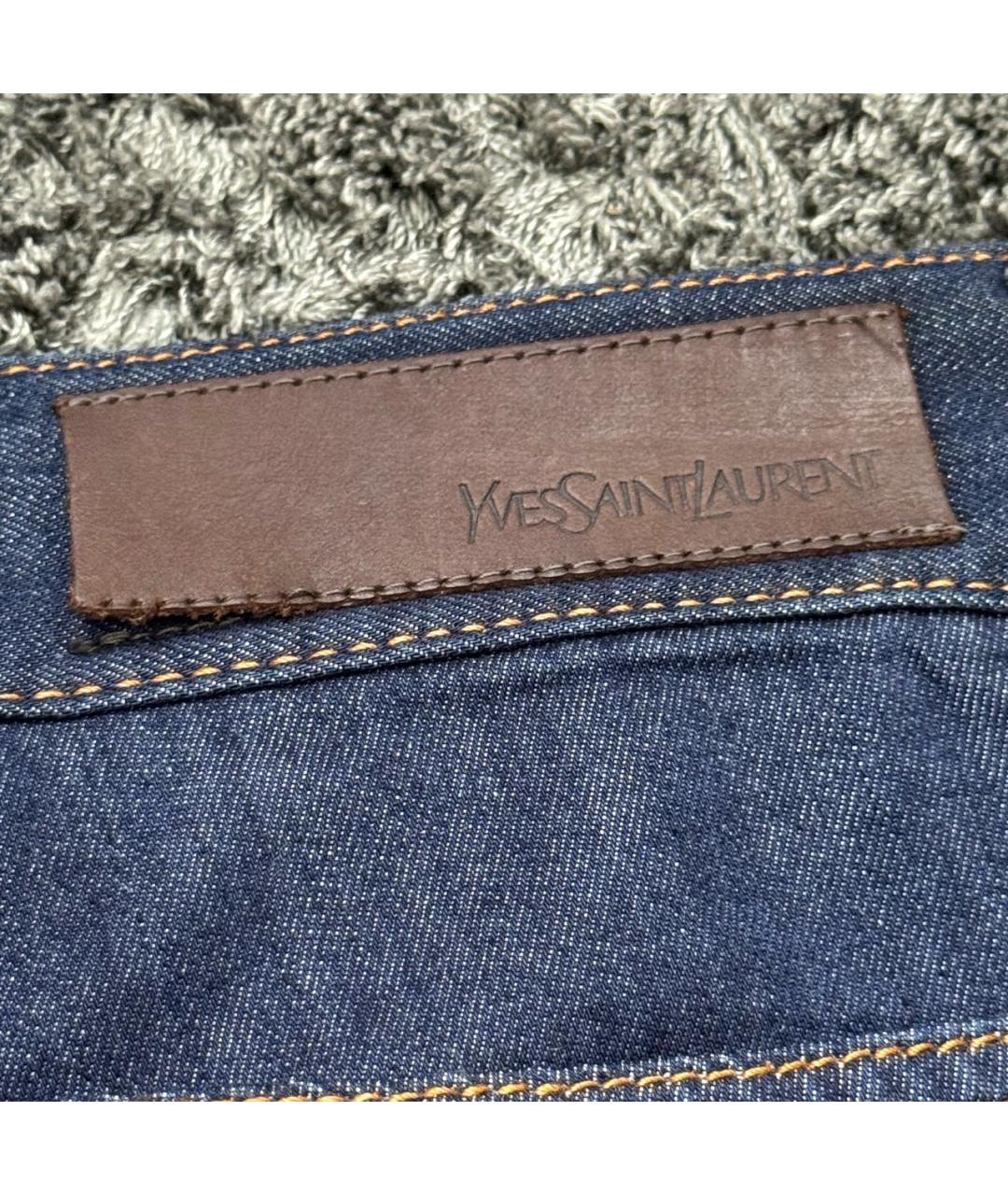 SAINT LAURENT Темно-синие хлопковые прямые джинсы, фото 6