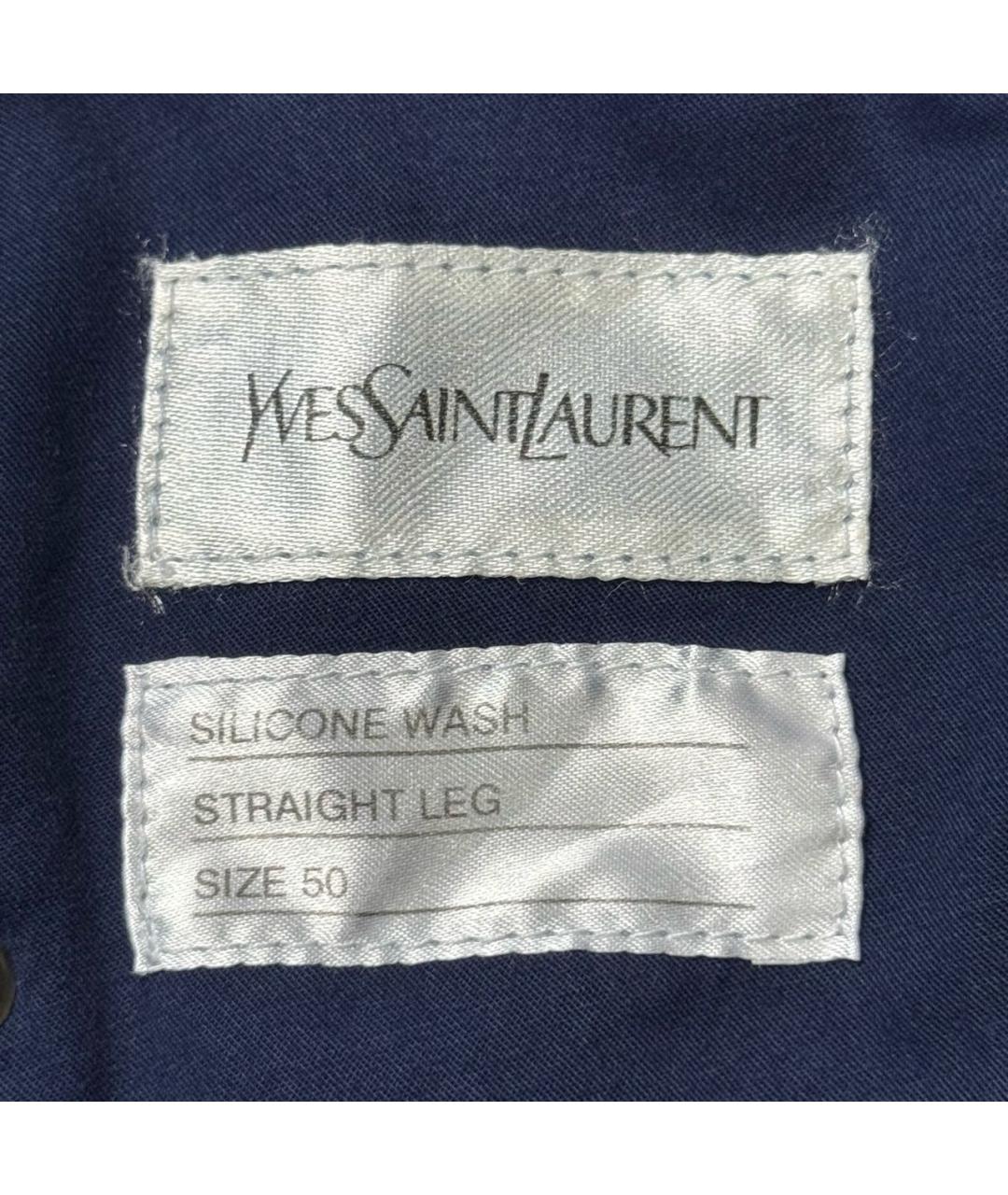 SAINT LAURENT Темно-синие хлопковые прямые джинсы, фото 7