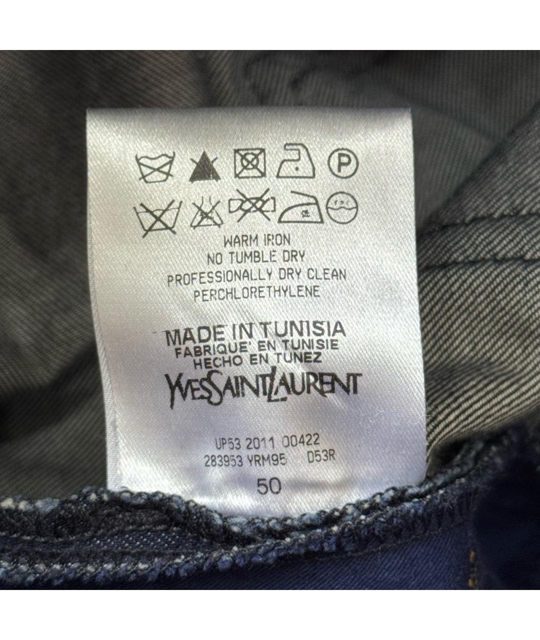 SAINT LAURENT Темно-синие хлопковые прямые джинсы, фото 8