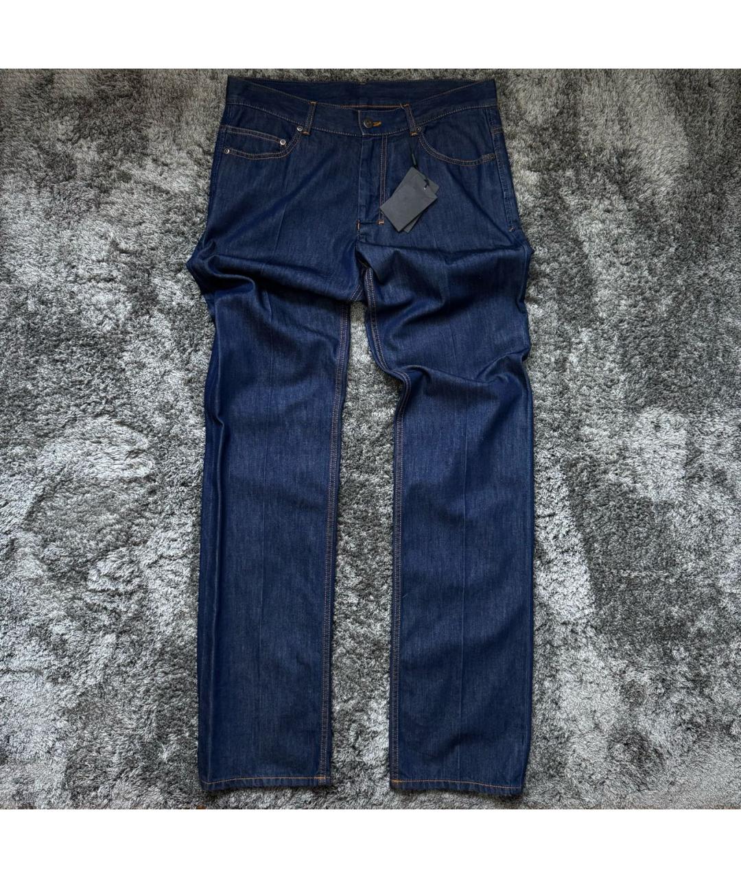 SAINT LAURENT Темно-синие хлопковые прямые джинсы, фото 9