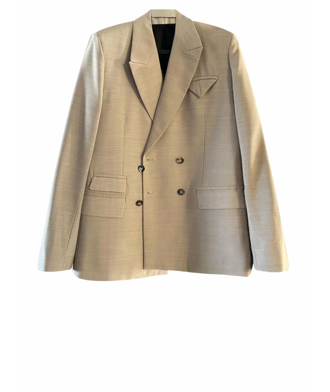 BOTTEGA VENETA Бежевый шерстяной жакет/пиджак, фото 1