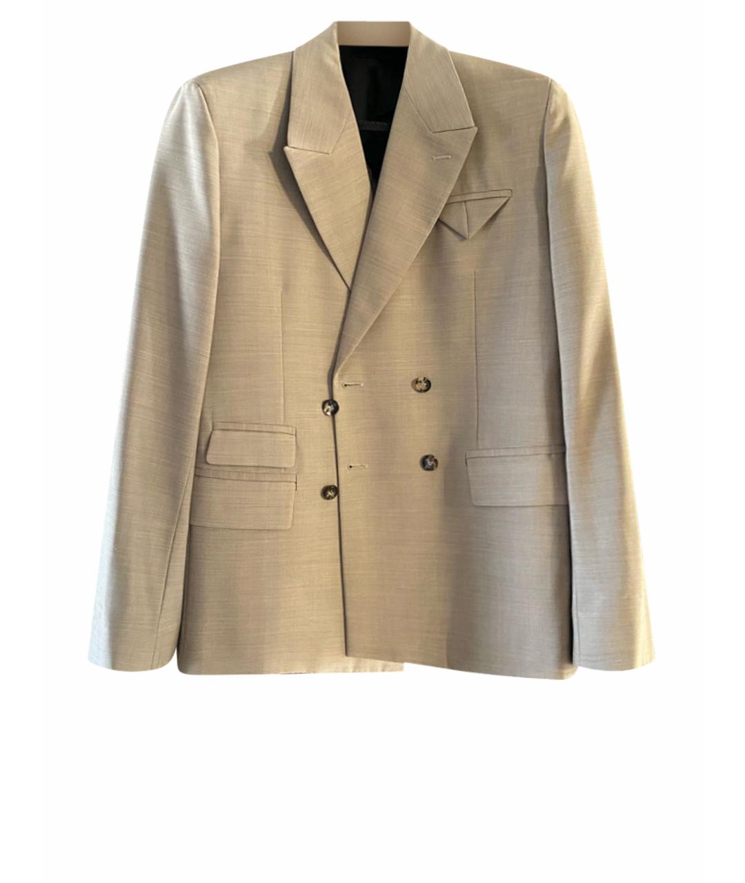 BOTTEGA VENETA Бежевый шерстяной жакет/пиджак, фото 6
