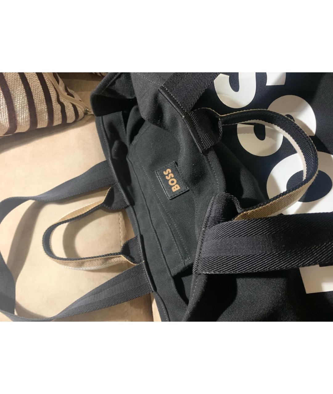 HUGO BOSS Черная хлопковая сумка тоут, фото 4