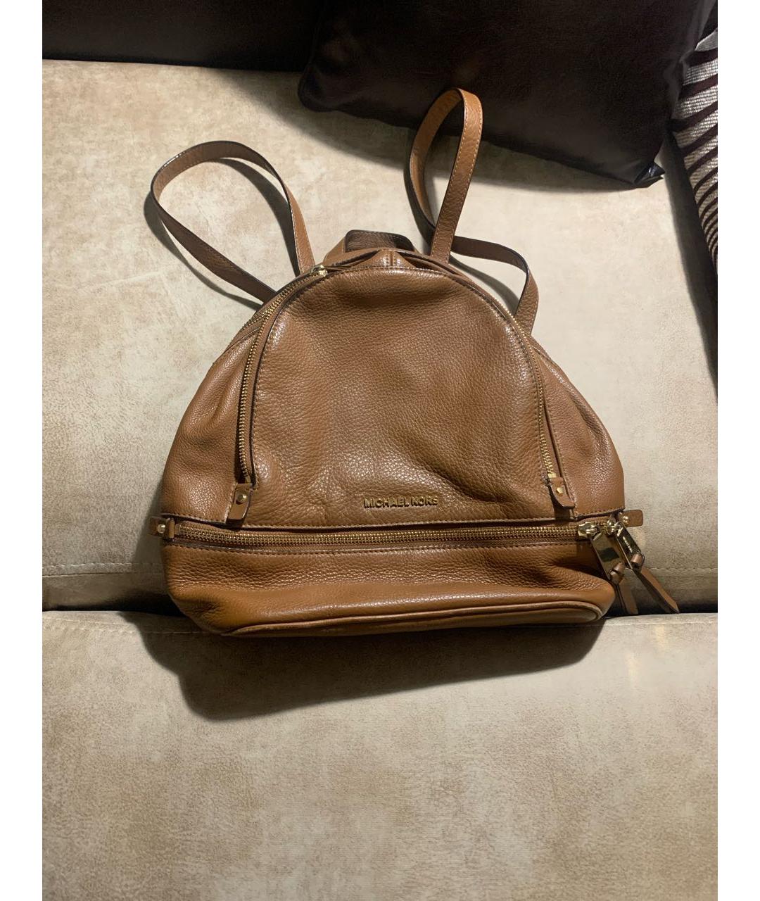 MICHAEL KORS Коричневый кожаный рюкзак, фото 6