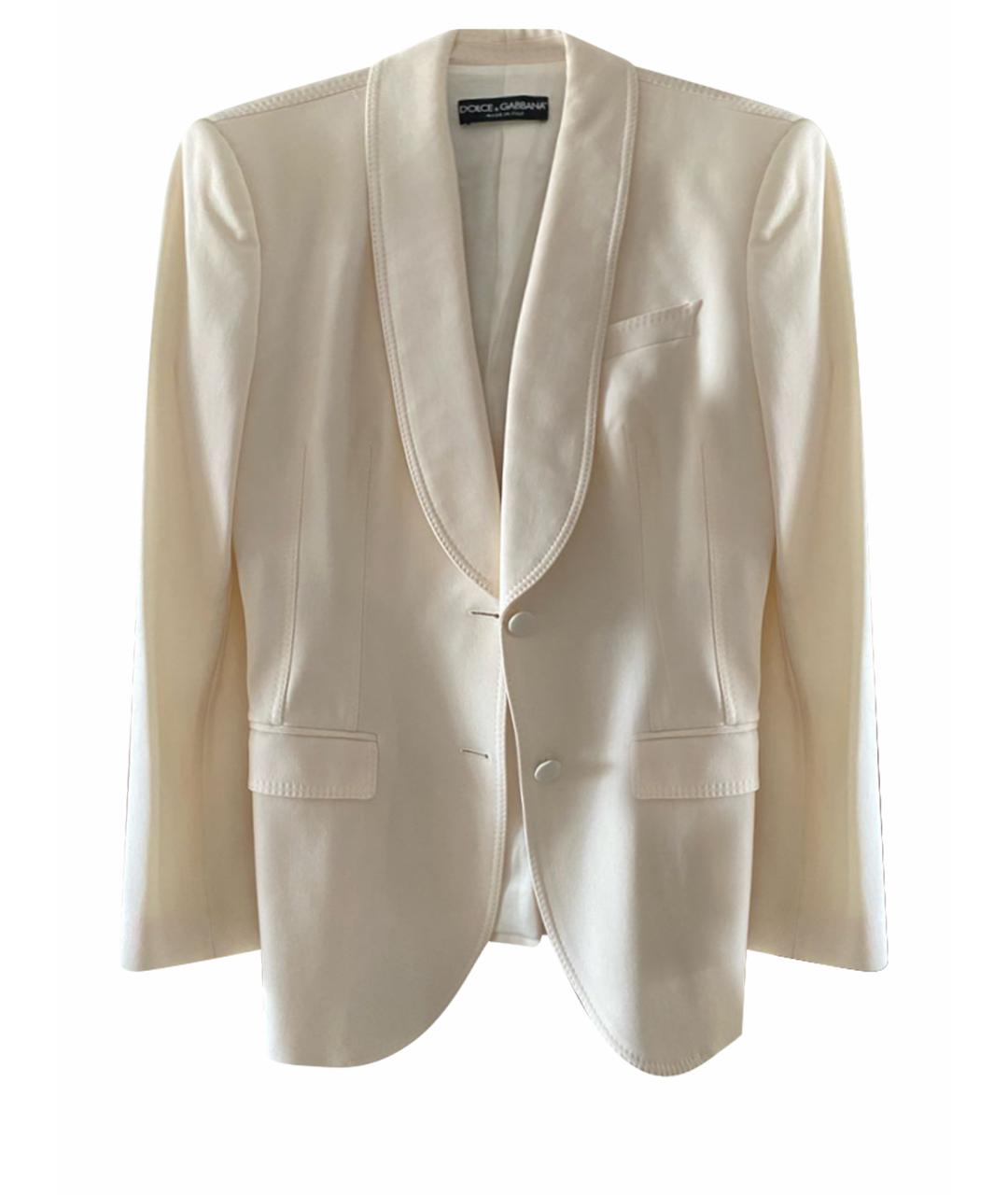 DOLCE&GABBANA Белый шерстяной жакет/пиджак, фото 1